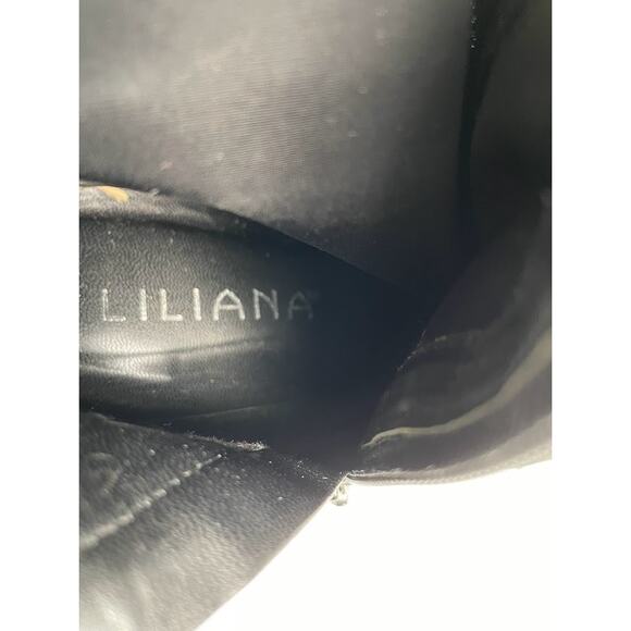 Studded Heels Womens Size 8.5 Mid-Calf Boots Pull On Black Pointed Toe Booties - Picture 11 of 12